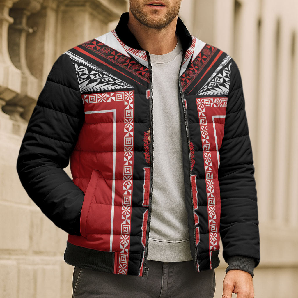 Tonga Bomber Puffer Jacket Tribal Pacific Ngatu Motif LT03 - Polynesian Pride