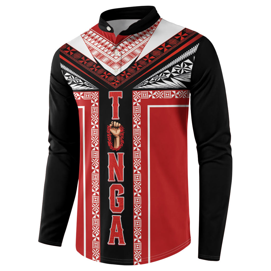 Tonga Button Sweatshirt Tribal Pacific Ngatu Motif LT03 - Polynesian Pride