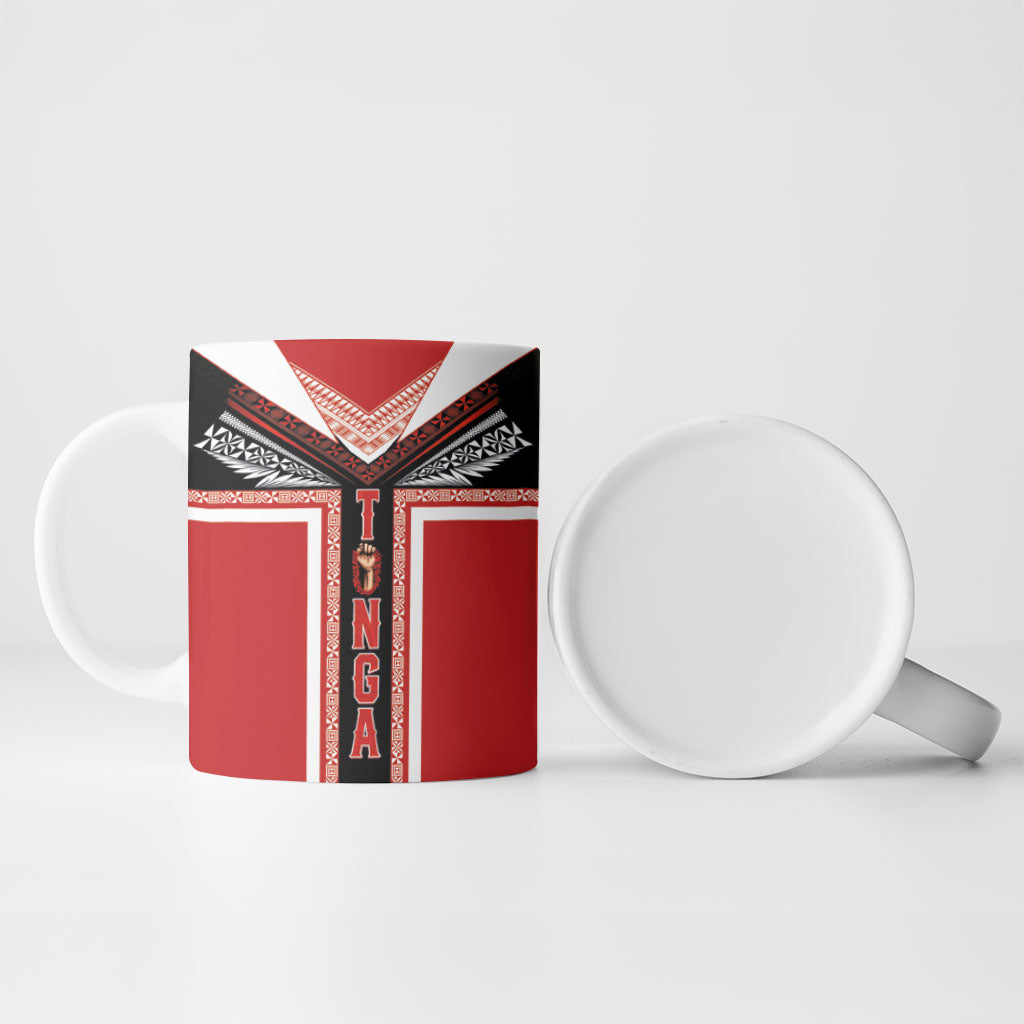 Tonga Ceramic Mug Tribal Pacific Ngatu Motif LT03 - Polynesian Pride