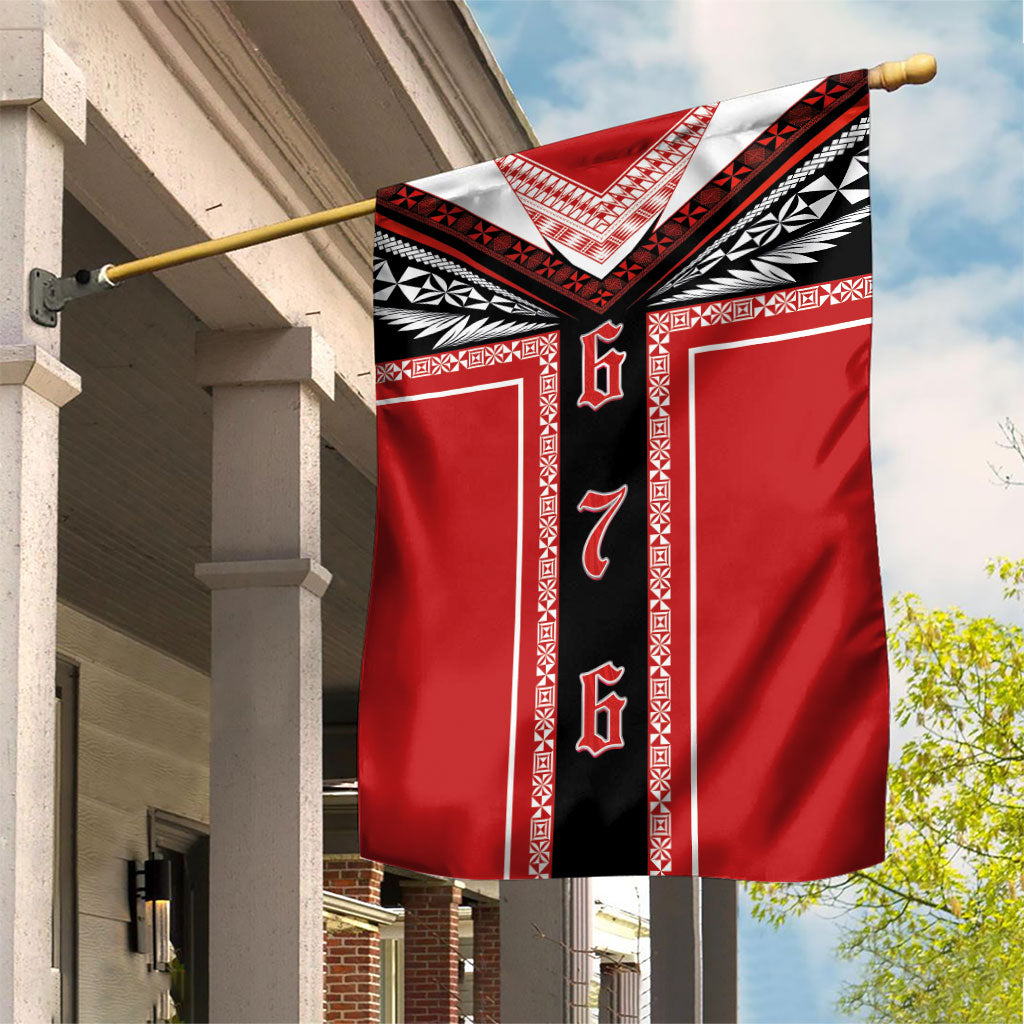 Tonga Garden Flag Tribal Pacific Ngatu Motif LT03 House Flag Red - Polynesian Pride