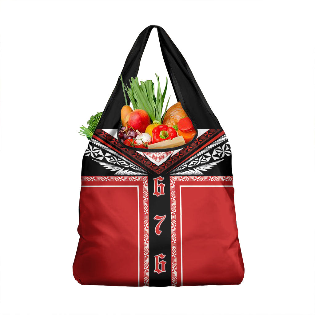Tonga Grocery Bag Tribal Pacific Ngatu Motif LT03 1-pack One Size Red - Polynesian Pride