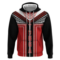 Tonga Hoodie Tribal Pacific Ngatu Motif LT03 Zip Hoodie Red - Polynesian Pride