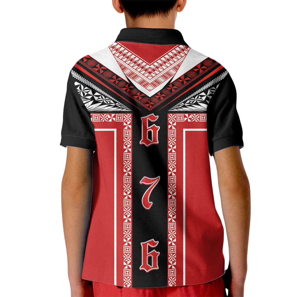 Tonga Kid Polo Shirt Tribal Pacific Ngatu Motif LT03 - Polynesian Pride