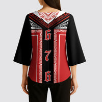 Tonga Kimono Sleeve Blouse Tribal Pacific Ngatu Motif LT03 - Polynesian Pride