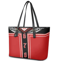Tonga Leather Tote Bag Tribal Pacific Ngatu Motif LT03 - Polynesian Pride