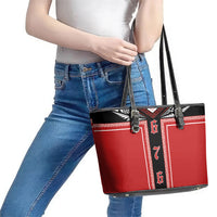 Tonga Leather Tote Bag Tribal Pacific Ngatu Motif LT03 - Polynesian Pride