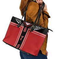 Tonga Leather Tote Bag Tribal Pacific Ngatu Motif LT03 - Polynesian Pride