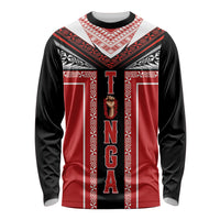 Tonga Long Sleeve Shirt Tribal Pacific Ngatu Motif LT03 Unisex Red - Polynesian Pride