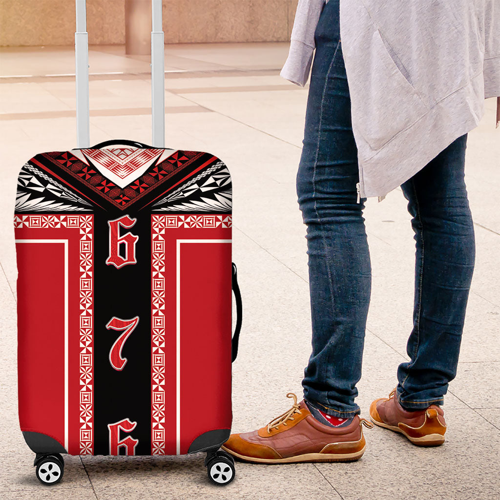 Tonga Luggage Cover Tribal Pacific Ngatu Motif LT03 Red - Polynesian Pride