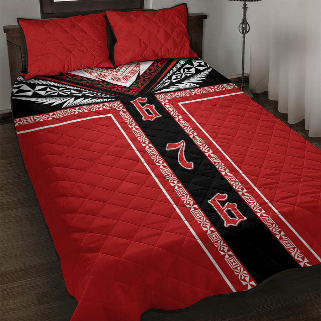Tonga Quilt Bed Set Tribal Pacific Ngatu Motif LT03 Red - Polynesian Pride