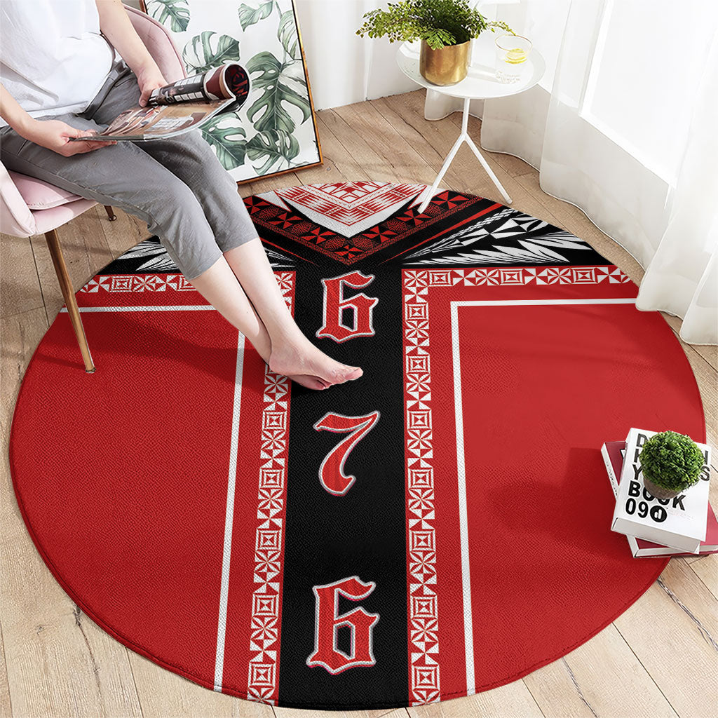 Tonga Round Carpet Tribal Pacific Ngatu Motif LT03 - Polynesian Pride