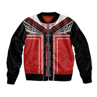 Tonga Sleeve Zip Bomber Jacket Tribal Pacific Ngatu Motif LT03 Unisex Red - Polynesian Pride