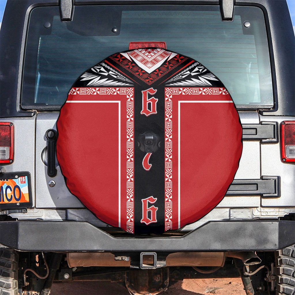 Tonga Spare Tire Cover Tribal Pacific Ngatu Motif LT03 Red - Polynesian Pride