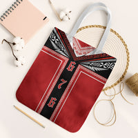 Tonga Tote Bag Tribal Pacific Ngatu Motif LT03 White Strap One Size Red - Polynesian Pride