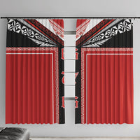 Tonga Window Curtain Tribal Pacific Ngatu Motif LT03 With Hooks Red - Polynesian Pride
