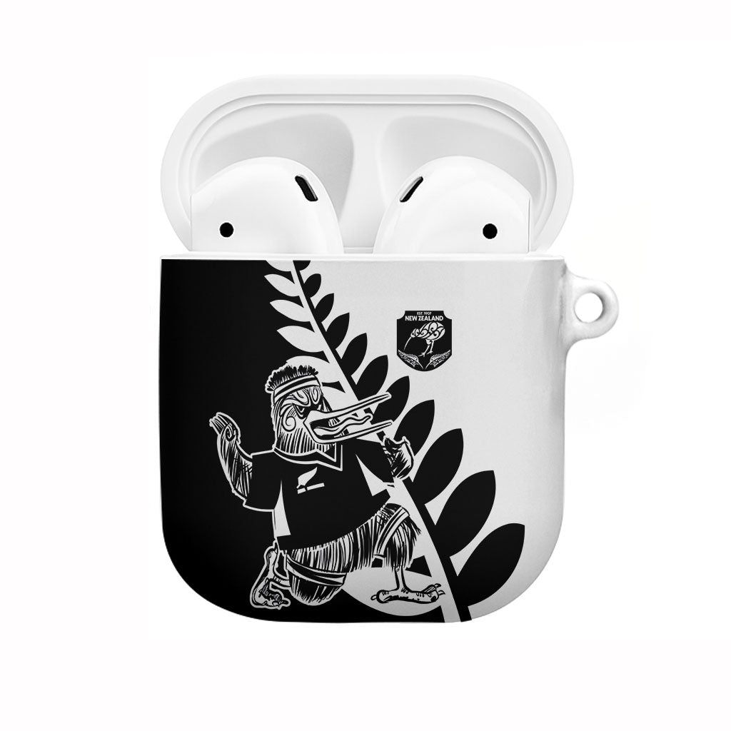 Aotearoa Rugby League AirPods Case Kiwi Haka and Fern - Sporty Style LT03 Black - Polynesian Pride