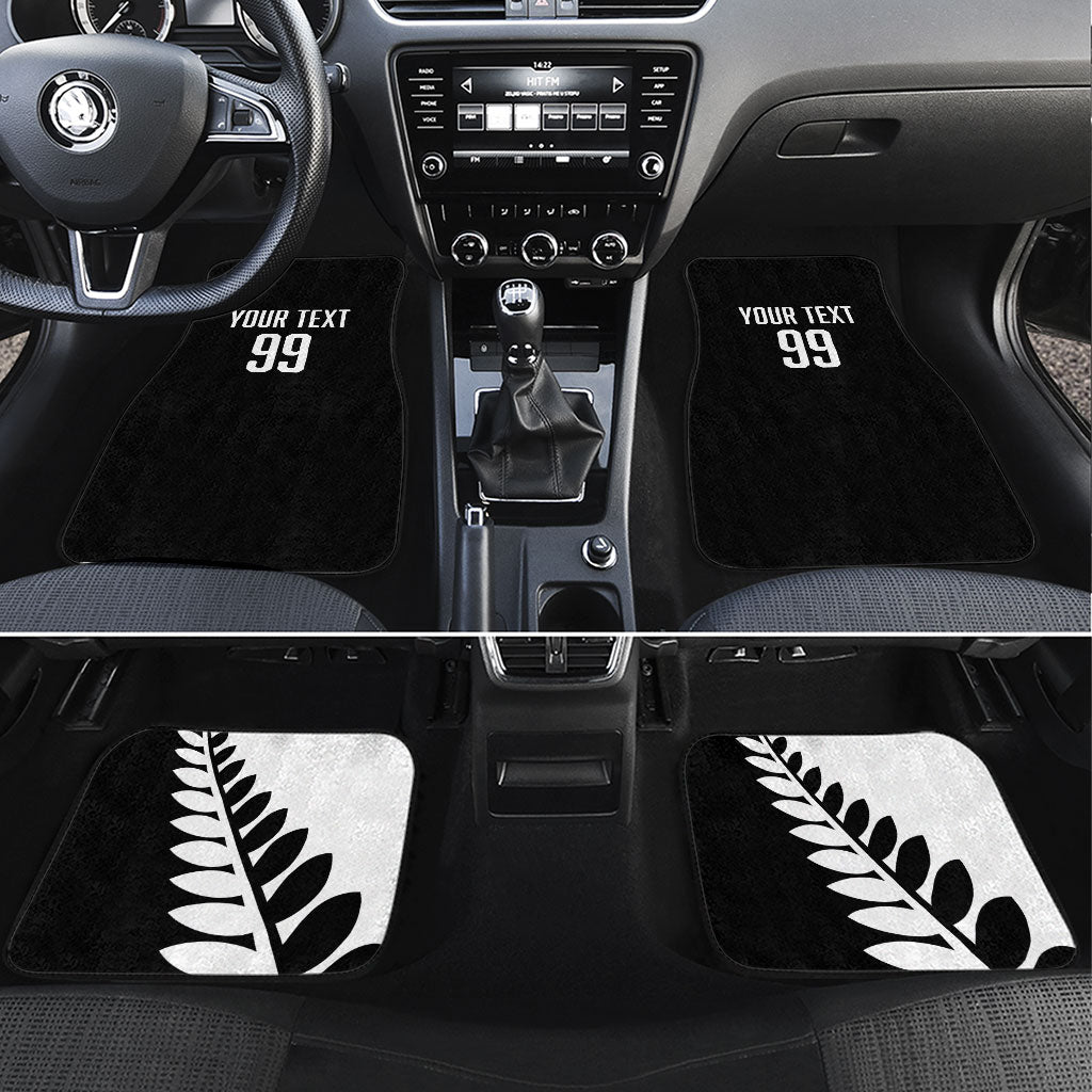 Custom Aotearoa Rugby League Car Mats Kiwi Haka and Fern - Sporty Style LT03 Set 4pcs Black - Polynesian Pride