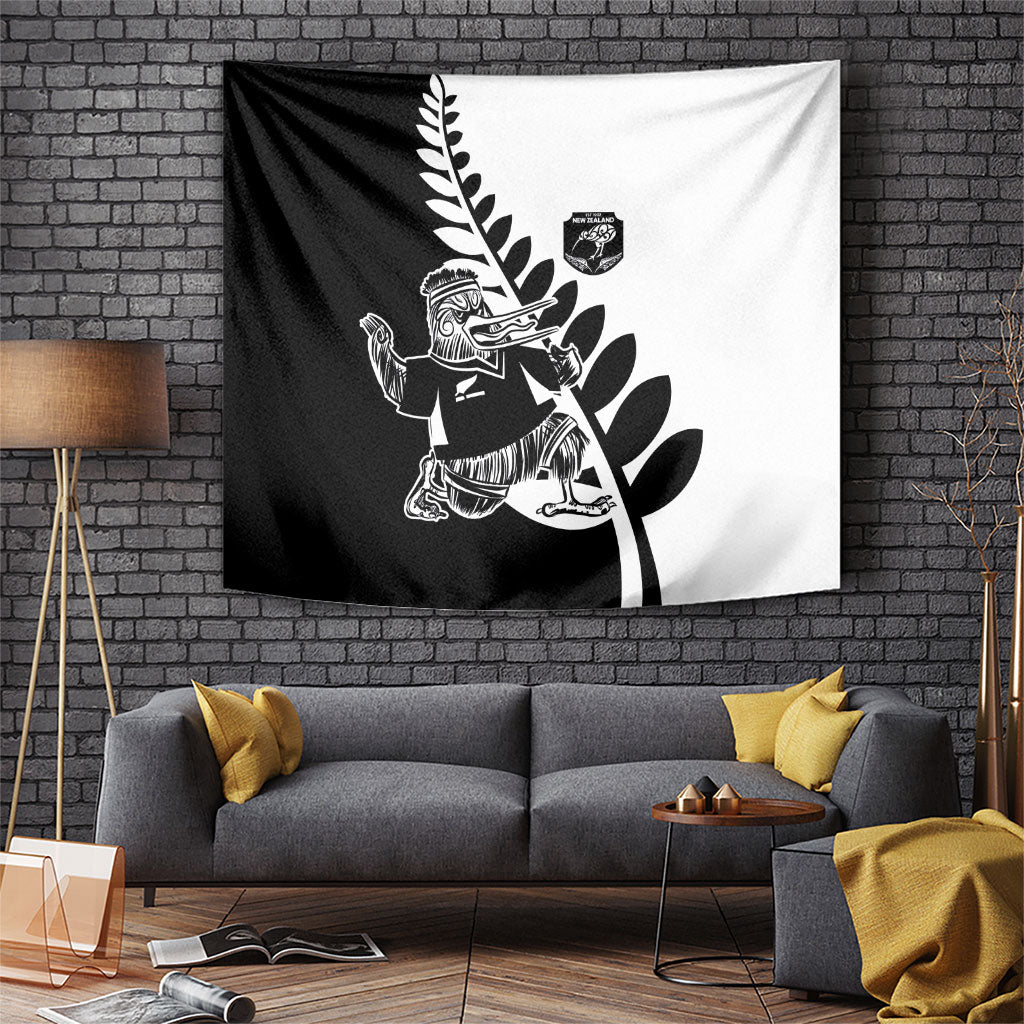 Aotearoa Rugby League Tapestry Kiwi Haka and Fern - Sporty Style LT03 Black - Polynesian Pride