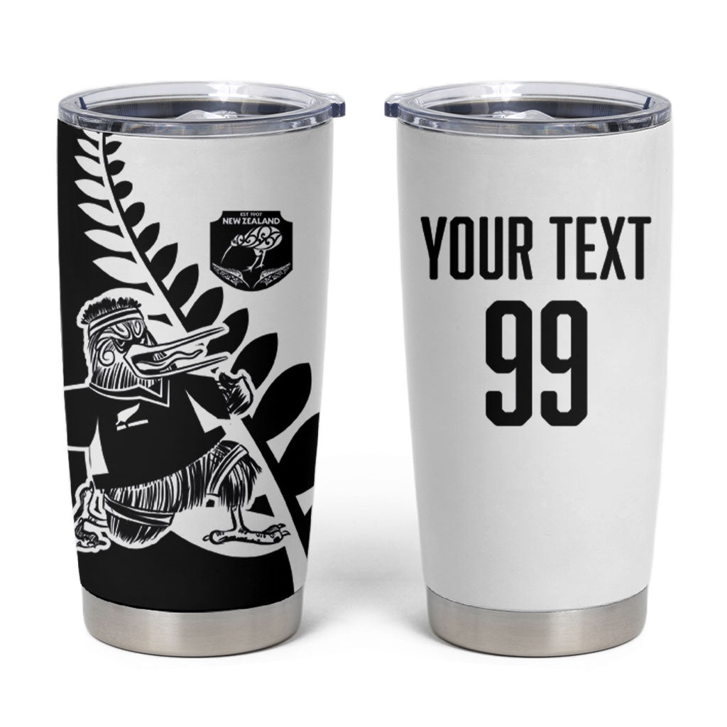 Custom Aotearoa Rugby League Tumbler Cup Kiwi Haka and Fern - Sporty Style LT03 Black - Polynesian Pride