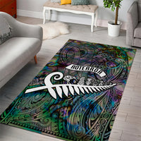 New Zealand Area Rug Aotearoa Symbols With Silver Fern LT03 - Polynesian Pride