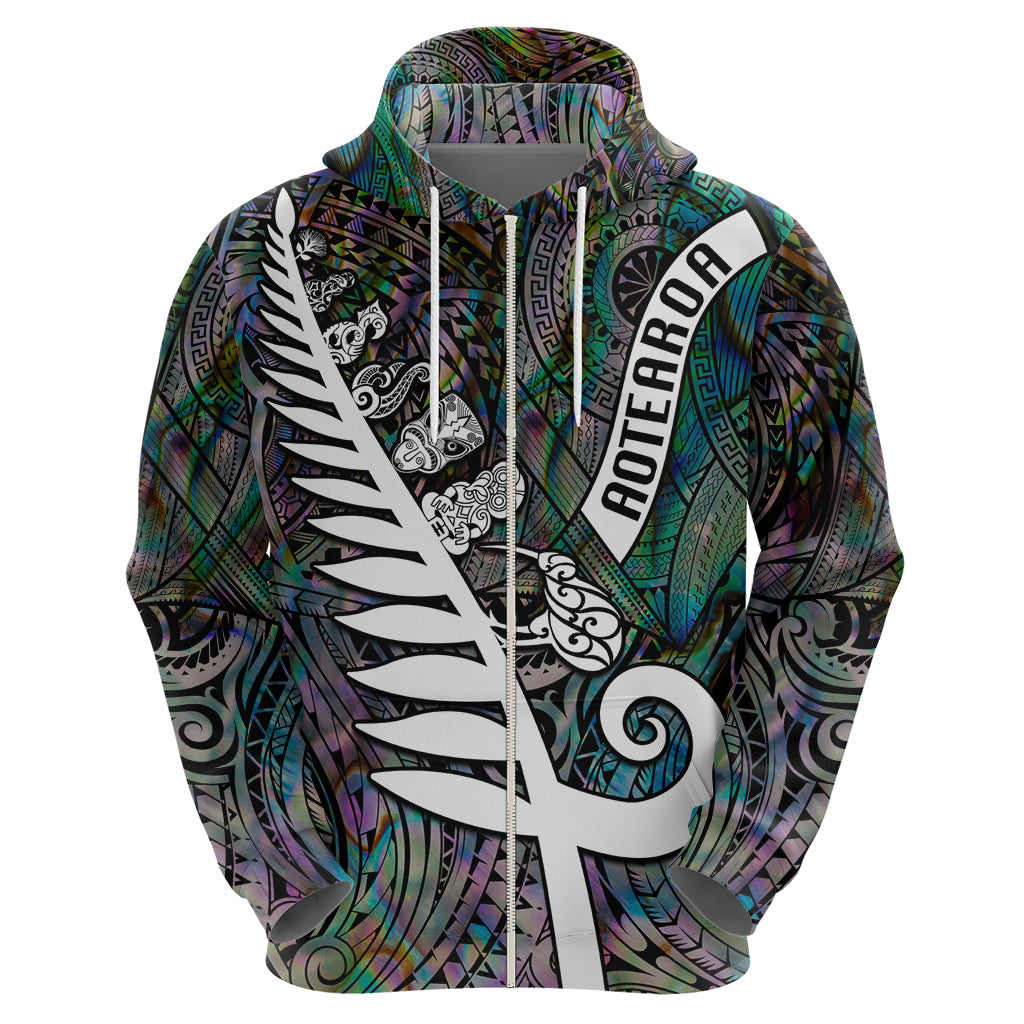 New Zealand Hoodie Aotearoa Symbols With Silver Fern LT03 - Polynesian Pride