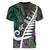 New Zealand Women V Neck T Shirt Aotearoa Symbols With Silver Fern LT03 - Polynesian Pride