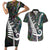 Personalized New Zealand Couples Matching Short Sleeve Bodycon Dress and Hawaiian Shirt Aotearoa Symbols With Silver Fern LT03 Black - Polynesian Pride