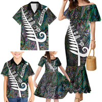 Personalized New Zealand Family Matching Mermaid Dress and Hawaiian Shirt Aotearoa Symbols With Silver Fern LT03 - Polynesian Pride
