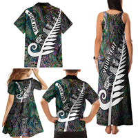 Personalized New Zealand Family Matching Tank Maxi Dress and Hawaiian Shirt Aotearoa Symbols With Silver Fern LT03 - Polynesian Pride