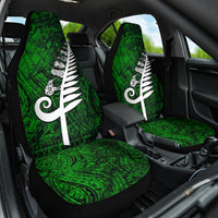 New Zealand Car Seat Cover Silver Fern and Maori Symbols Papua Shell Green Style LT03 One Size Green - Polynesian Pride