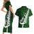 New Zealand Couples Matching Short Sleeve Bodycon Dress and Hawaiian Shirt Silver Fern and Maori Symbols Papua Shell Green Style LT03 - Polynesian Pride