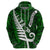 New Zealand Hoodie Silver Fern and Maori Symbols Papua Shell Green Style LT03 - Polynesian Pride