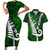 Personalized New Zealand Couples Matching Short Sleeve Bodycon Dress and Hawaiian Shirt Silver Fern and Maori Symbols Papua Shell Green Style LT03 Green - Polynesian Pride