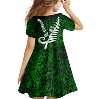 Personalized New Zealand Family Matching Long Sleeve Bodycon Dress and Hawaiian Shirt Silver Fern and Maori Symbols Papua Shell Green Style LT03 - Polynesian Pride