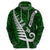 Personalized New Zealand Hoodie Silver Fern and Maori Symbols Papua Shell Green Style LT03 - Polynesian Pride