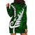 Personalized New Zealand Hoodie Dress Silver Fern and Maori Symbols Papua Shell Green Style LT03 - Polynesian Pride