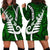 Personalized New Zealand Hoodie Dress Silver Fern and Maori Symbols Papua Shell Green Style LT03 - Polynesian Pride