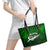 Personalized New Zealand Leather Tote Bag Silver Fern and Maori Symbols Papua Shell Green Style LT03 - Polynesian Pride