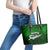 Personalized New Zealand Leather Tote Bag Silver Fern and Maori Symbols Papua Shell Green Style LT03 - Polynesian Pride