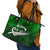 Personalized New Zealand Leather Tote Bag Silver Fern and Maori Symbols Papua Shell Green Style LT03 - Polynesian Pride