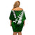 Personalized New Zealand Off Shoulder Short Dress Silver Fern and Maori Symbols Papua Shell Green Style LT03 - Polynesian Pride