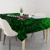 Personalized New Zealand Tablecloth Silver Fern and Maori Symbols Papua Shell Green Style LT03 - Polynesian Pride
