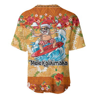Hawaii Mele Kalikimaka Baseball Jersey Funny Santa Claus Surfing on Tropical Plants - Polynesian Pride
