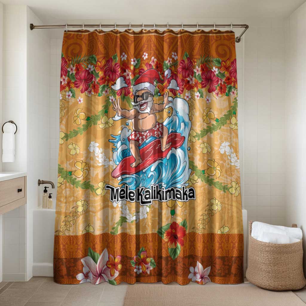 Hawaii Mele Kalikimaka Bathroom Set Funny Santa Claus Surfing on Tropical Plants - Polynesian Pride