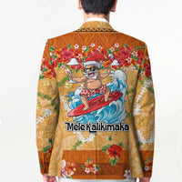 Hawaii Mele Kalikimaka Blazer Funny Santa Claus Surfing on Tropical Plants - Polynesian Pride