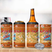 Hawaii Mele Kalikimaka 4 in 1 Can Cooler Tumbler Funny Santa Claus Surfing on Tropical Plants - Polynesian Pride