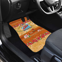 Hawaii Mele Kalikimaka Car Mats Funny Santa Claus Surfing on Tropical Plants - Polynesian Pride