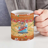 Hawaii Mele Kalikimaka Ceramic Mug Funny Santa Claus Surfing on Tropical Plants - Polynesian Pride