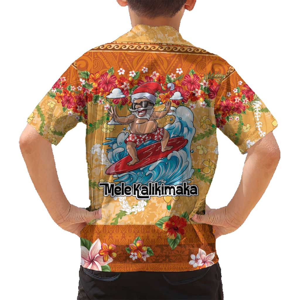 Hawaii Mele Kalikimaka Family Matching Off Shoulder Maxi Dress and Hawaiian Shirt Funny Santa Claus Surfing on Tropical Plants - Polynesian Pride