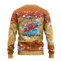 Hawaii Mele Kalikimaka Ugly Christmas Sweater Funny Santa Claus Surfing on Tropical Plants - Polynesian Pride